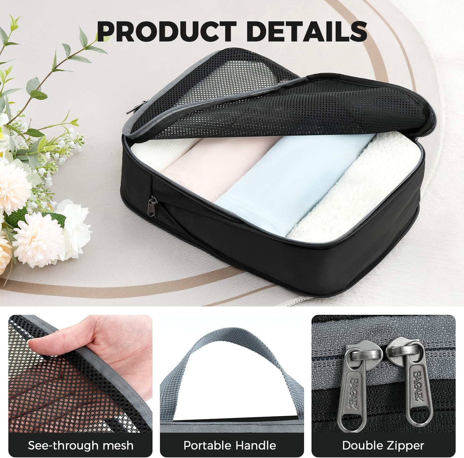 BAGAIL Compression Packing Cubes Travel Organizers