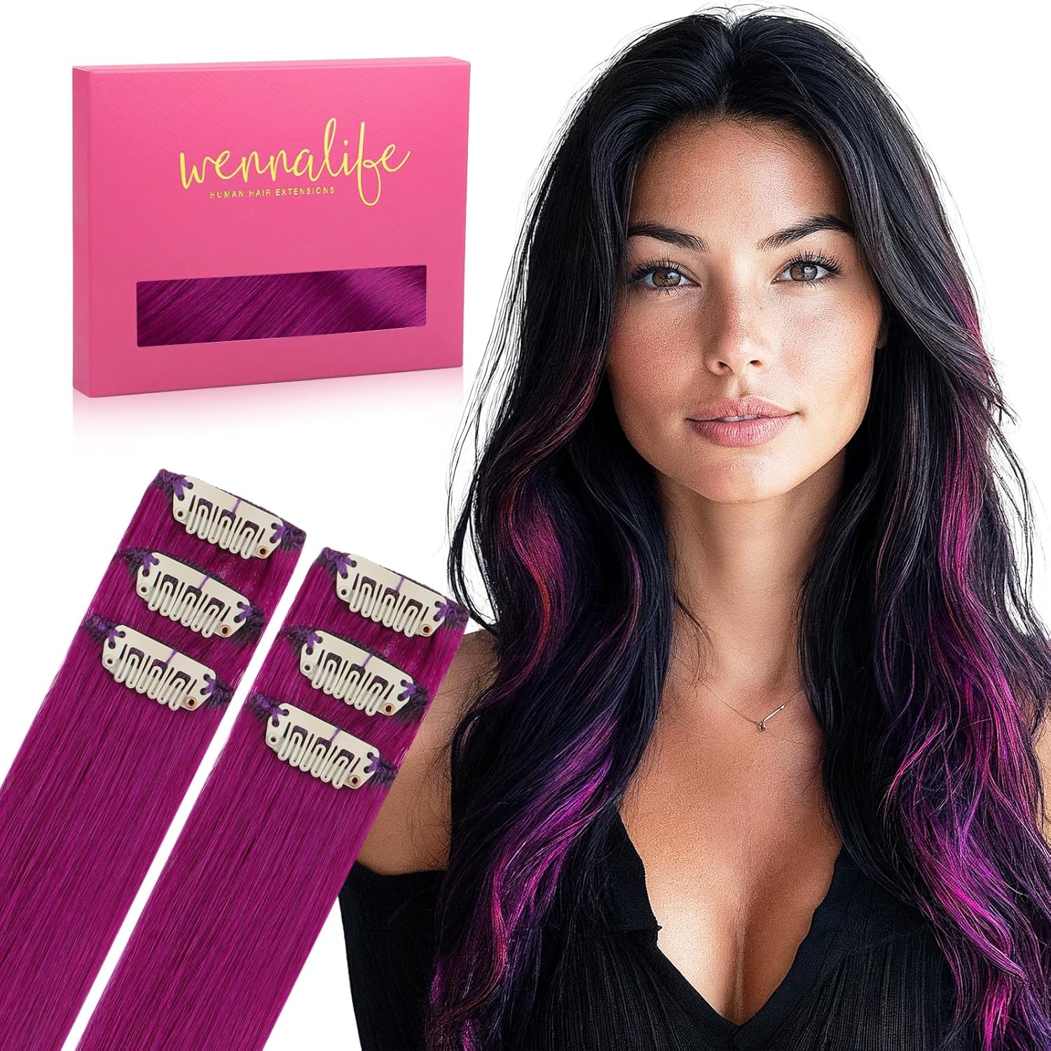 WENNALIFE Clip in Hair Extensions Real Human Hair