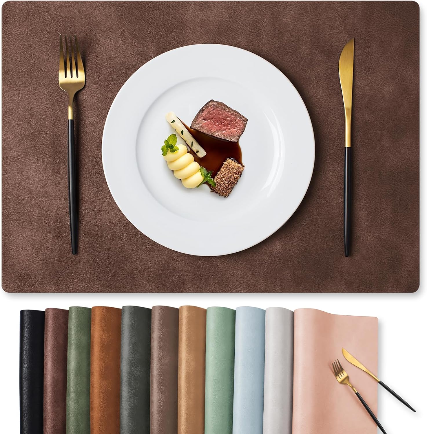 MOSAYT Vinyl Placemats Set Fall Faux Leather