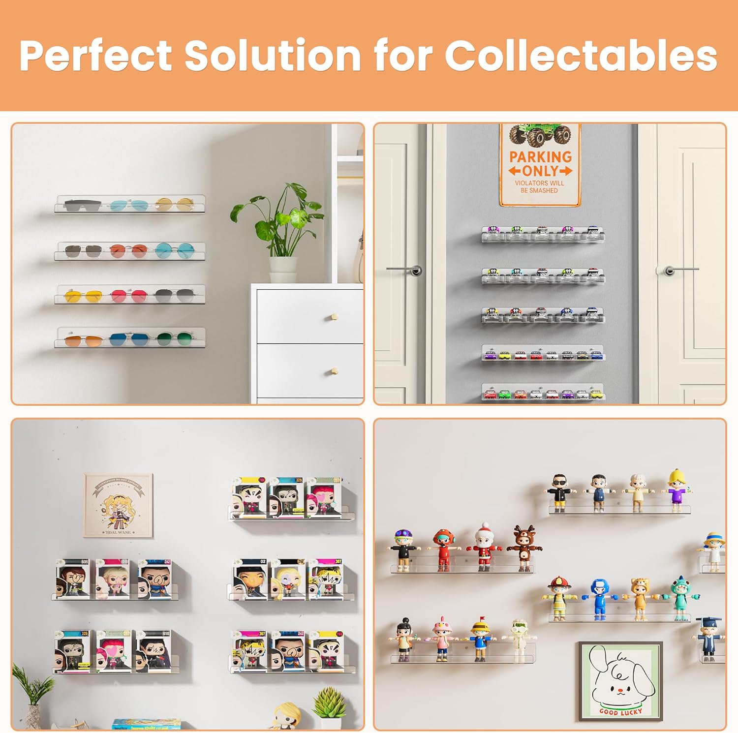 Upsimples Acrylic Shelves for Bathroom Storage