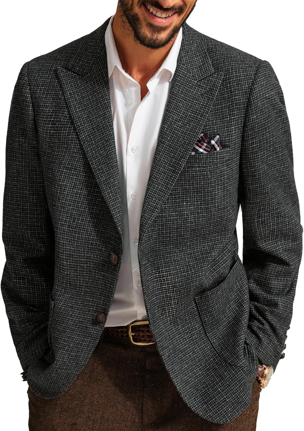 PJ PAUL JONES Mens Blazer Vintage Herringbone Tweed