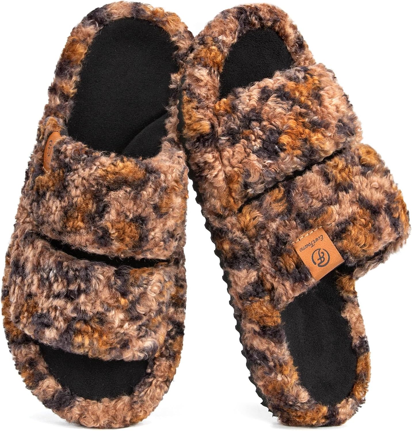 EverFoams Womens Fuzzy Open-toe Slippers