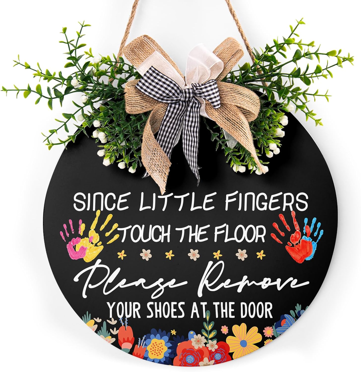 Round Wooden Farmhouse Welcome Door Sign