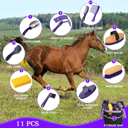 Horse Grooming Kit Bathing Supplies with Organize Bag