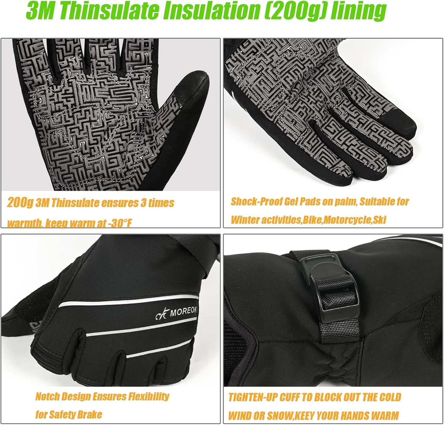 MOREOK Waterproof & Windproof Winter Gloves for Men/Women