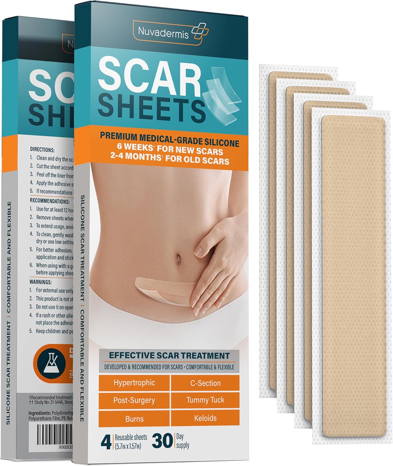 NUVADERMIS Silicone Scar Tape for Surgical Scars