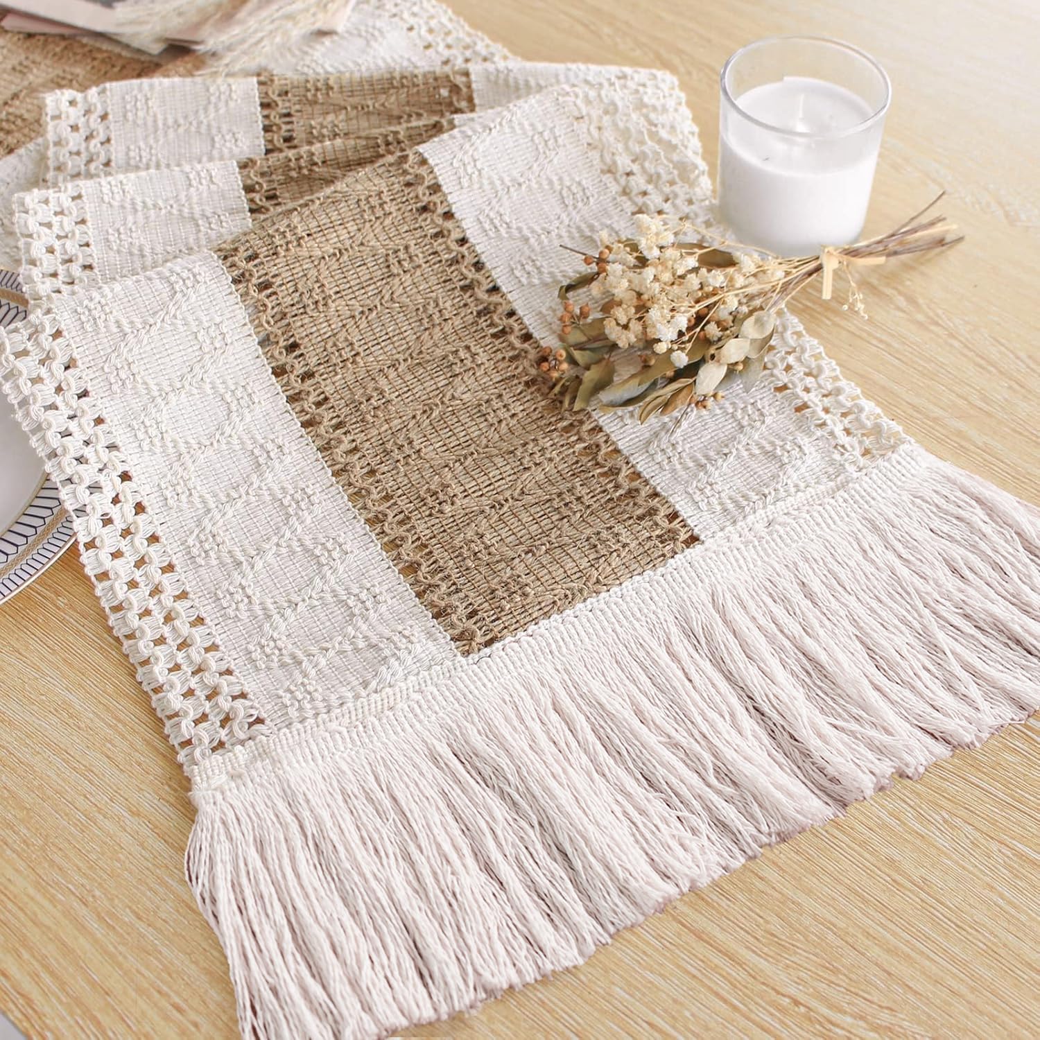 FEXIA Boho Table Runner for Thanksgiving Fall Christmas