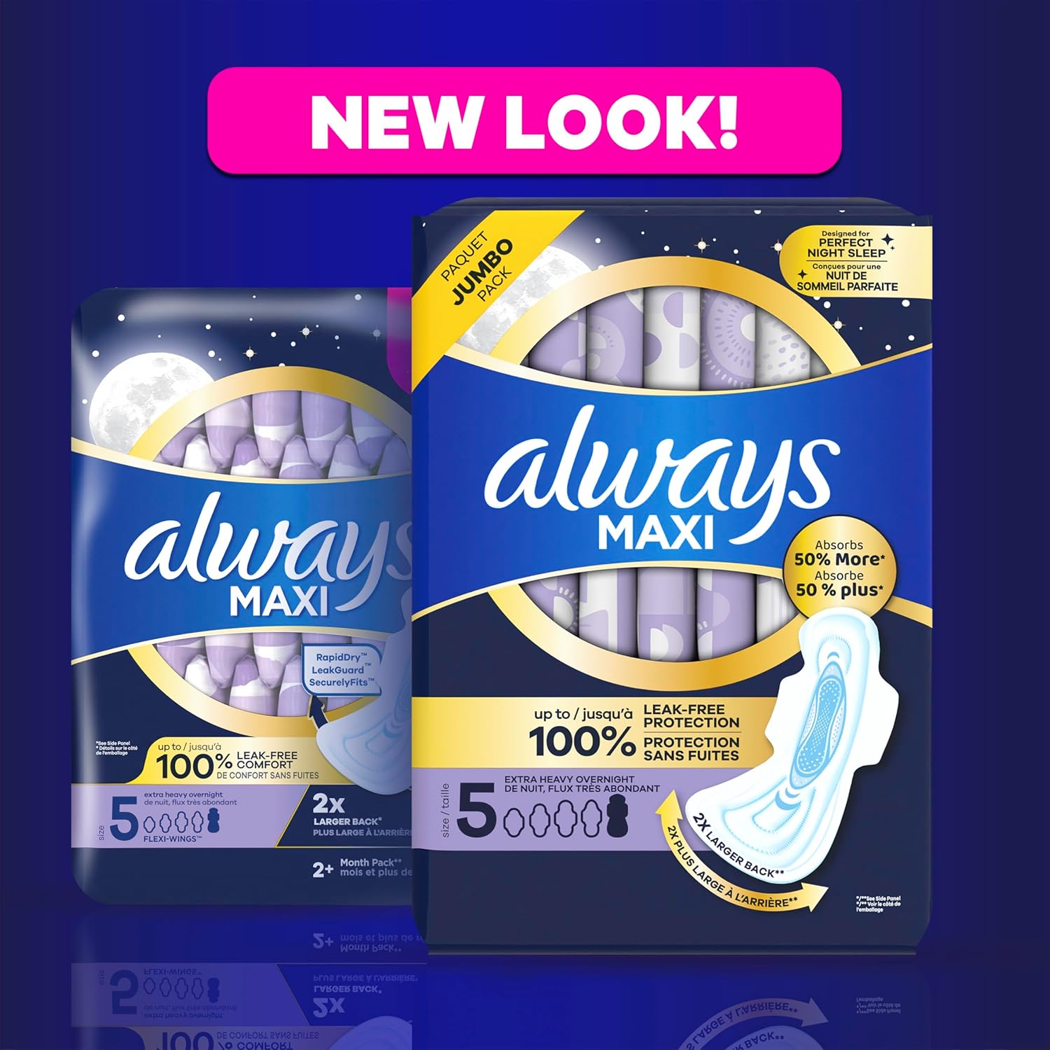 Always Maxi Overnight Pads with Wings for Women