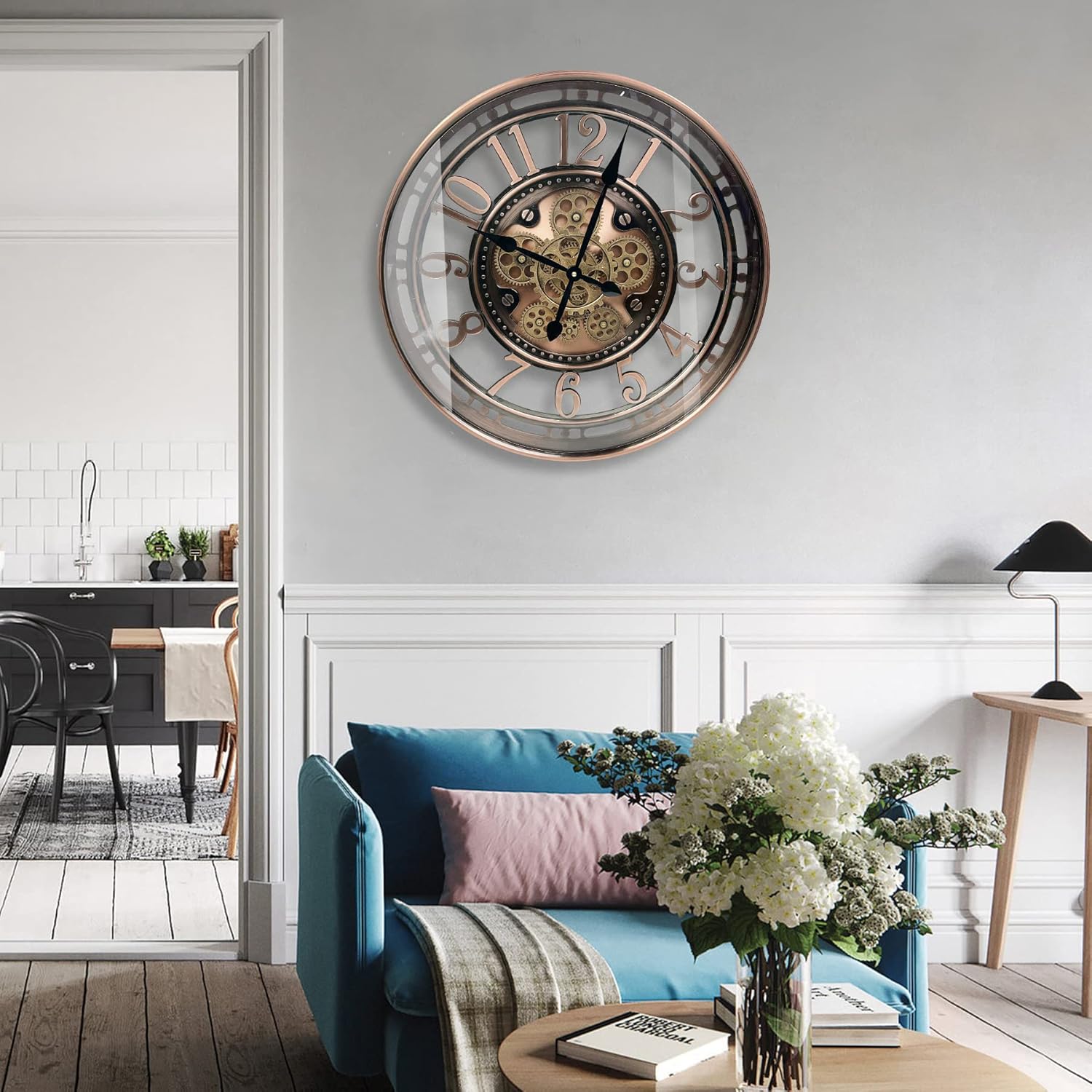 DORBOKER Real Moving Gears Wall Clock