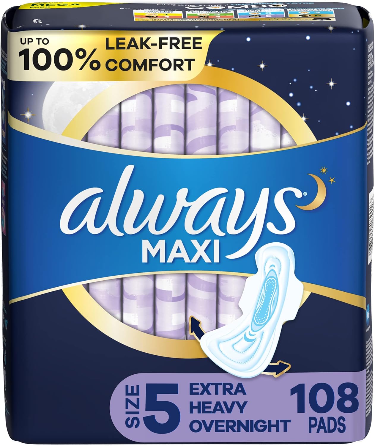 Always Maxi Overnight Pads with Wings for Women