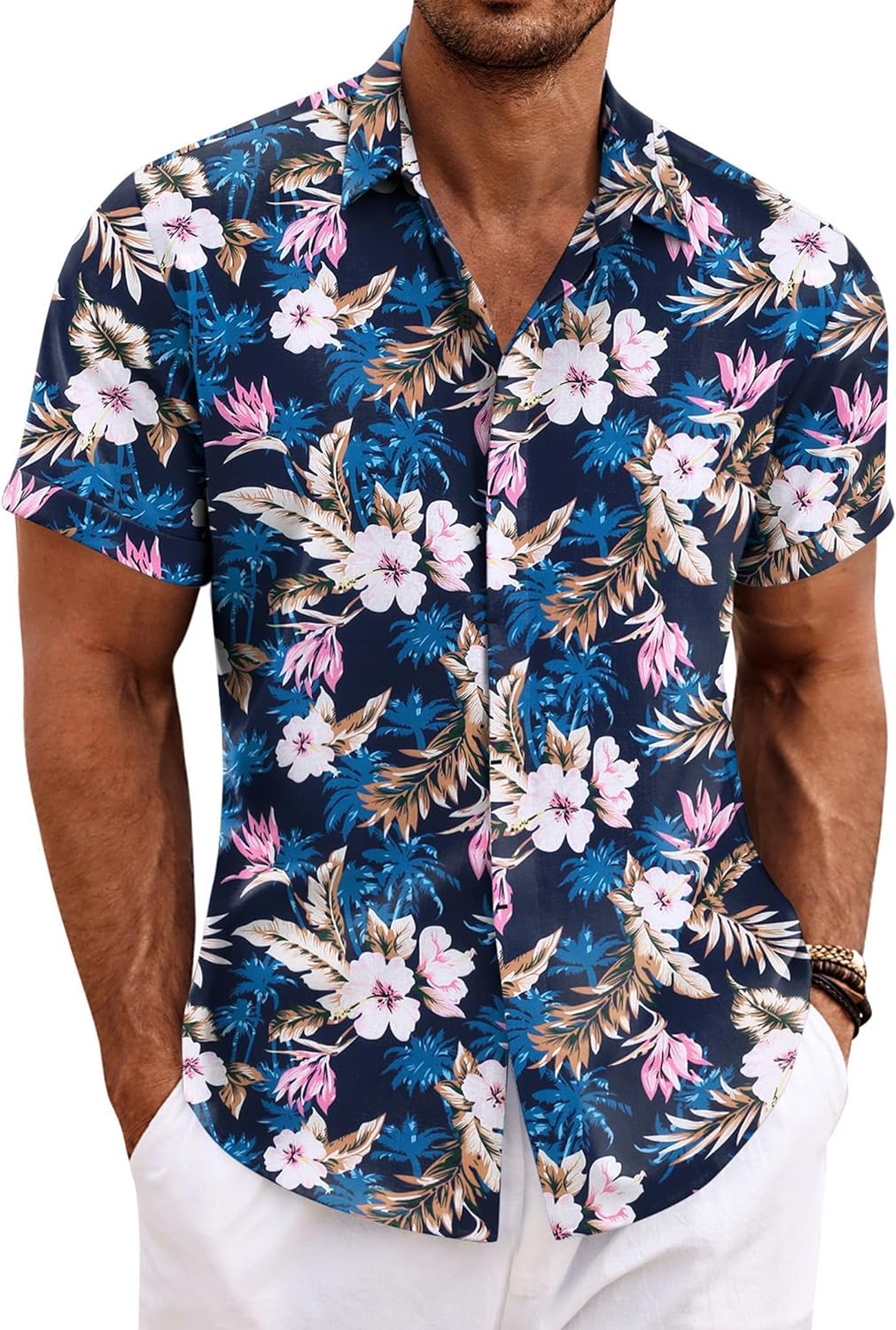 COOFANDY Men's Linen Short Sleeve Shirt