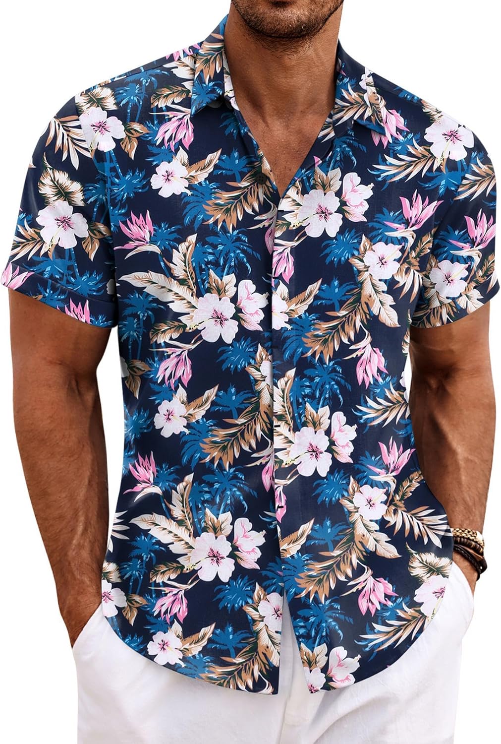 COOFANDY Men's Linen Short Sleeve Shirt