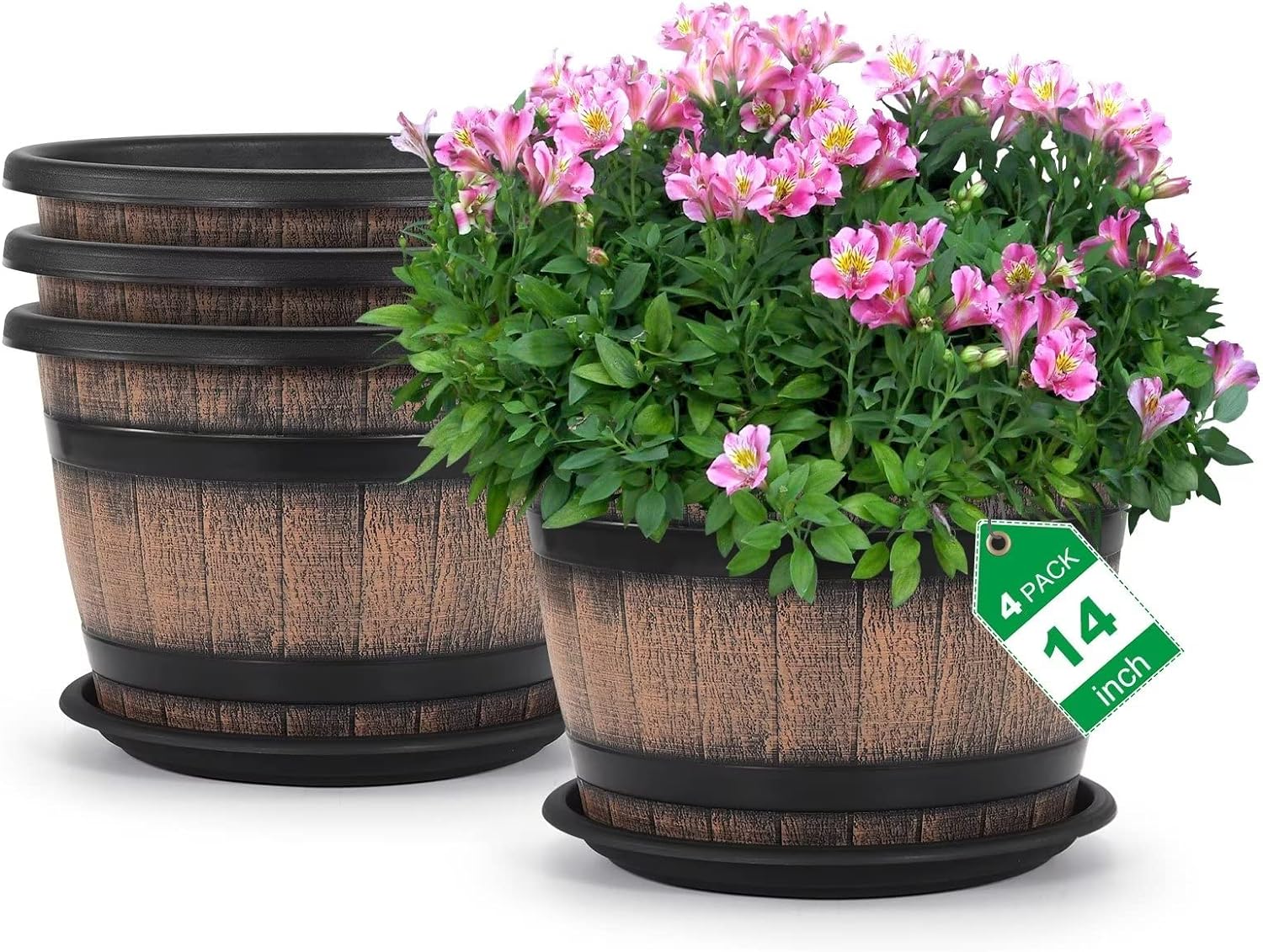 Quarut Plant Pots Whiskey Barrel Planters