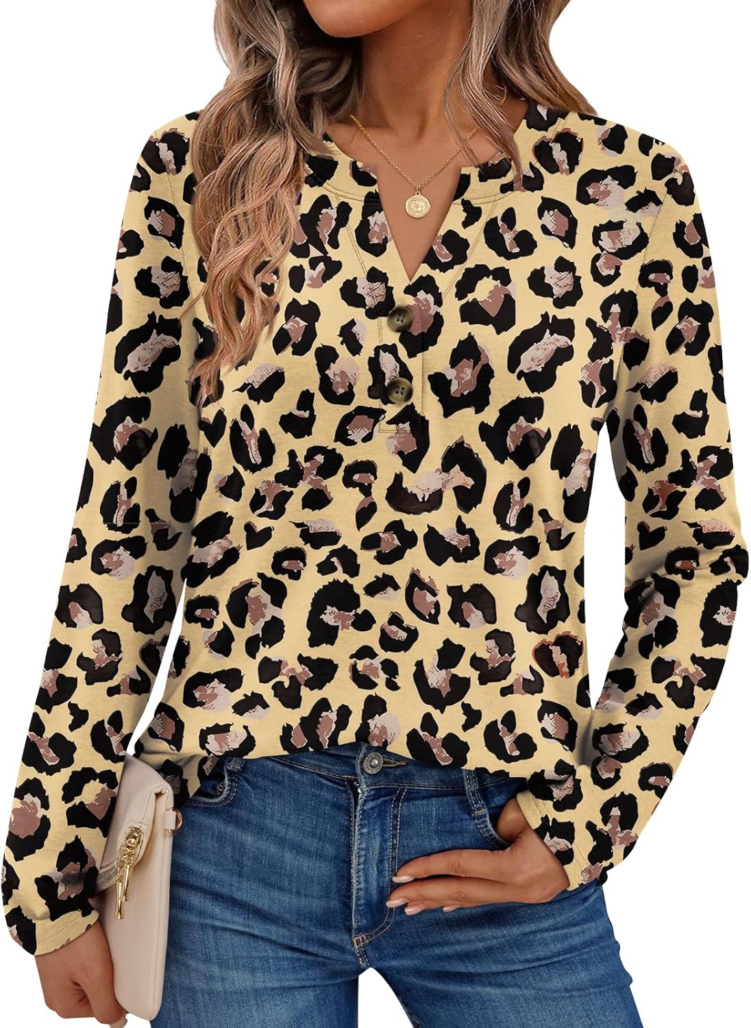 AUTOMET Women’s Long Sleeve Henley Tops Fall