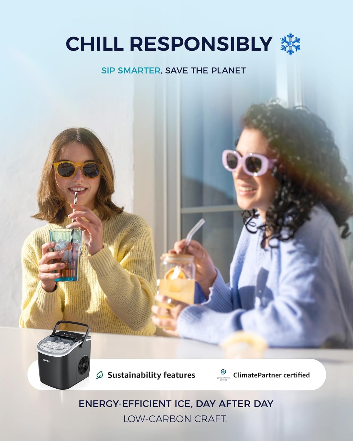 EUHOMY Countertop Ice Maker with Handle