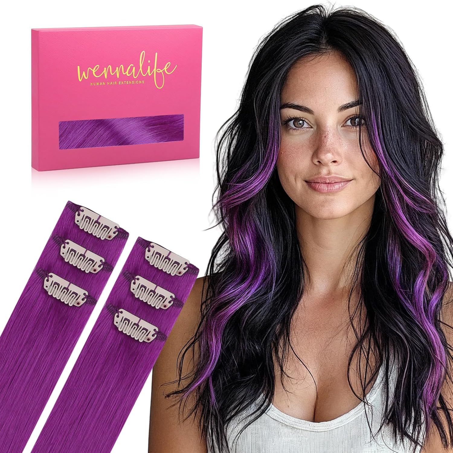 WENNALIFE Clip in Hair Extensions Real Human Hair