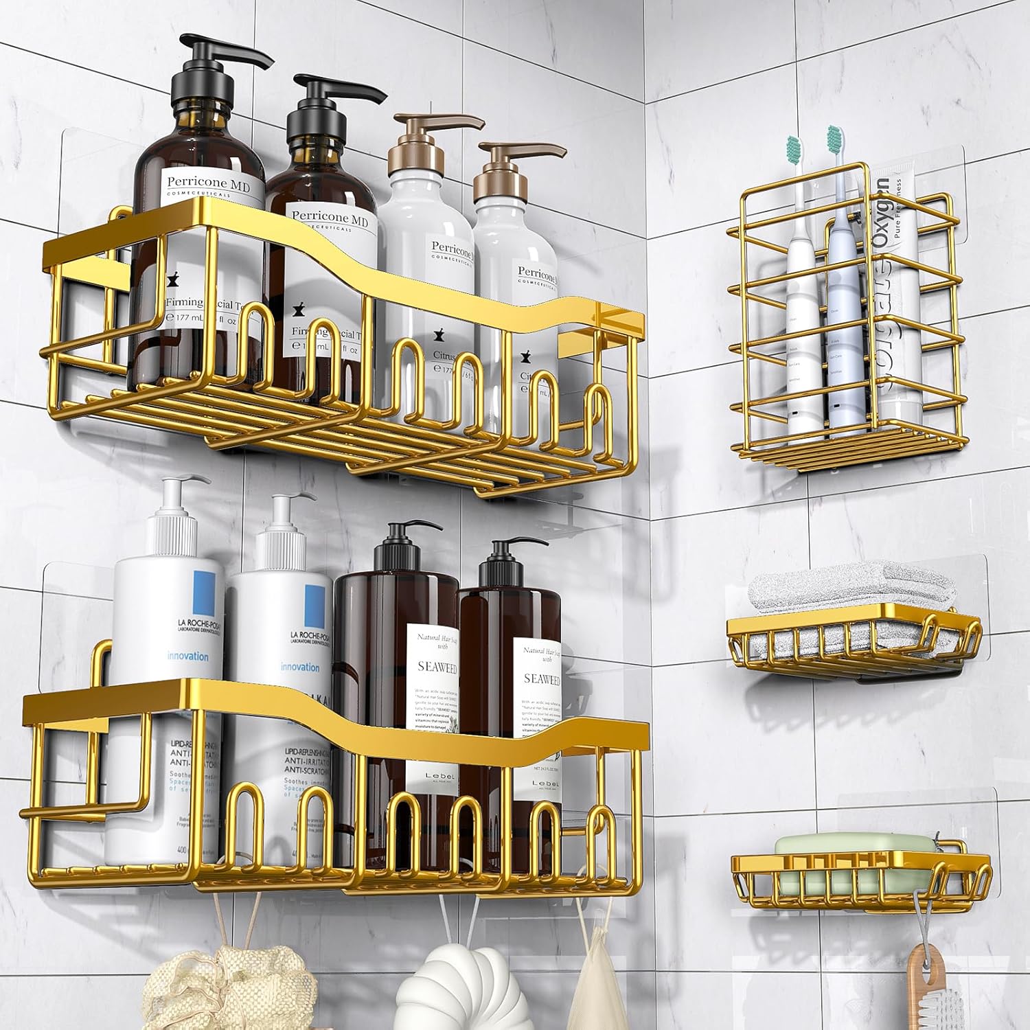 5-Pack Adhesive Shower Caddy