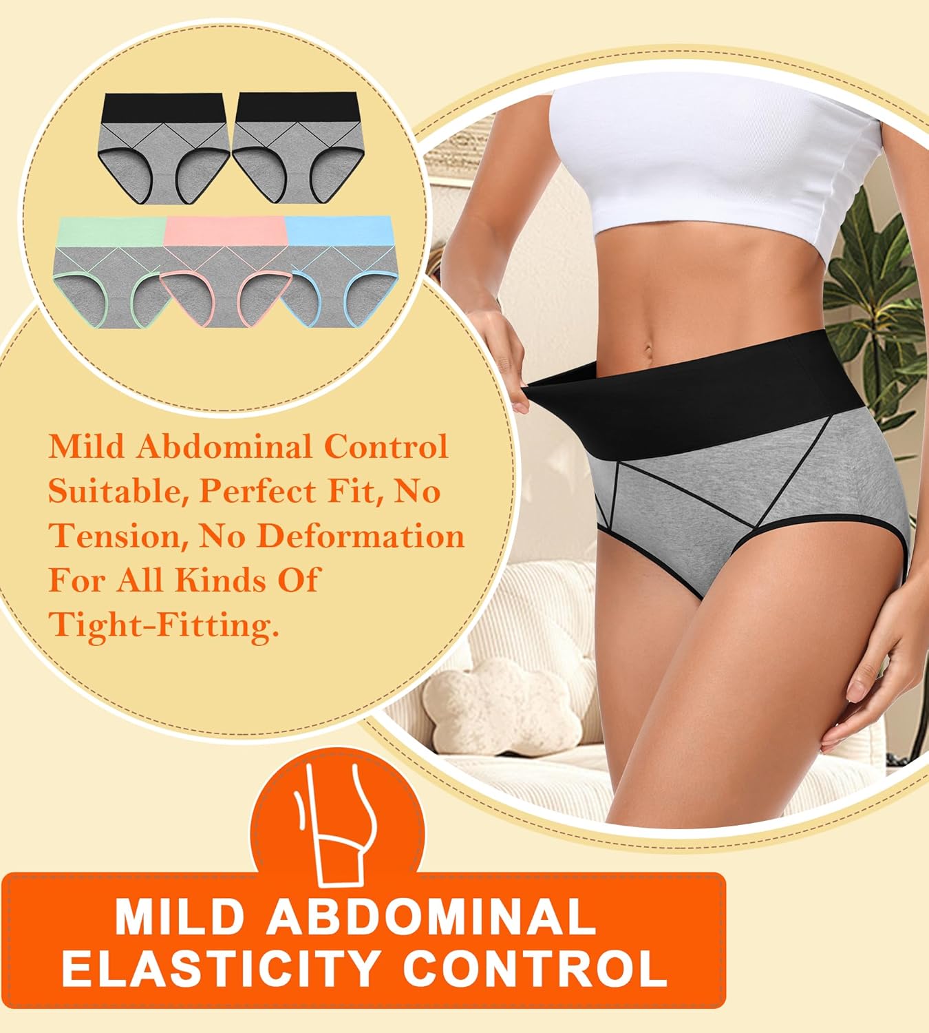 MISSWHO Women's High-Waisted Cotton Underwear