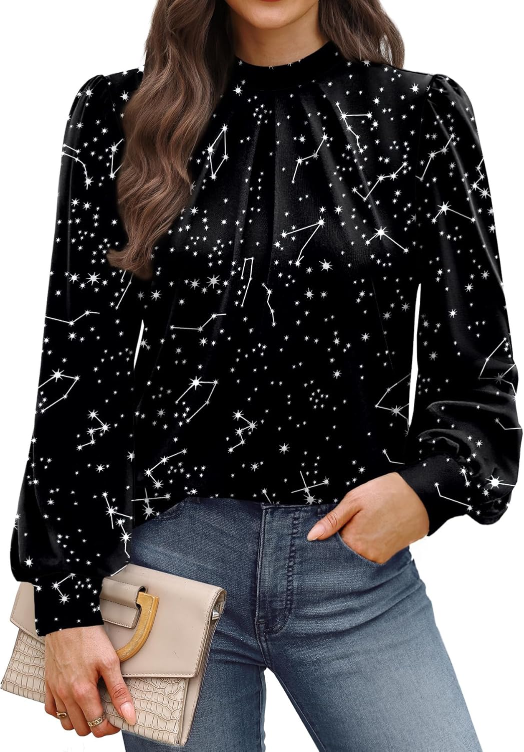 WIHOLL Women’s Mock Neck Blouse Top