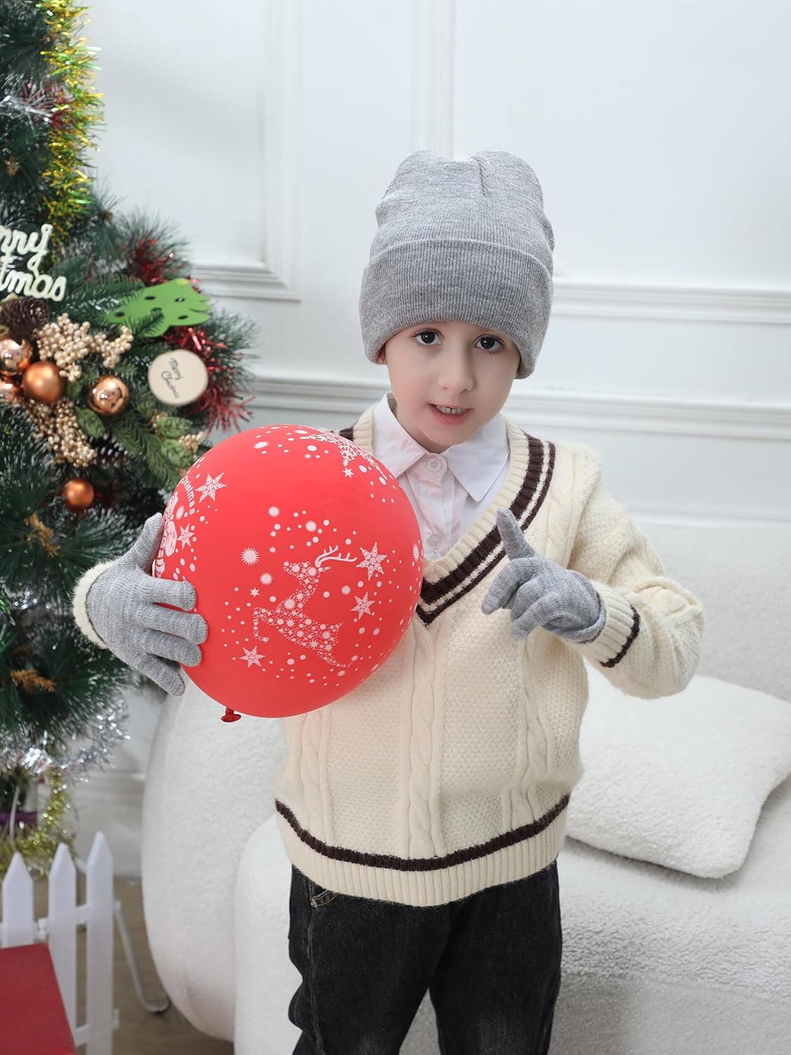 Glooarm 8 Pack Kids Beanie Hats and Gloves Set