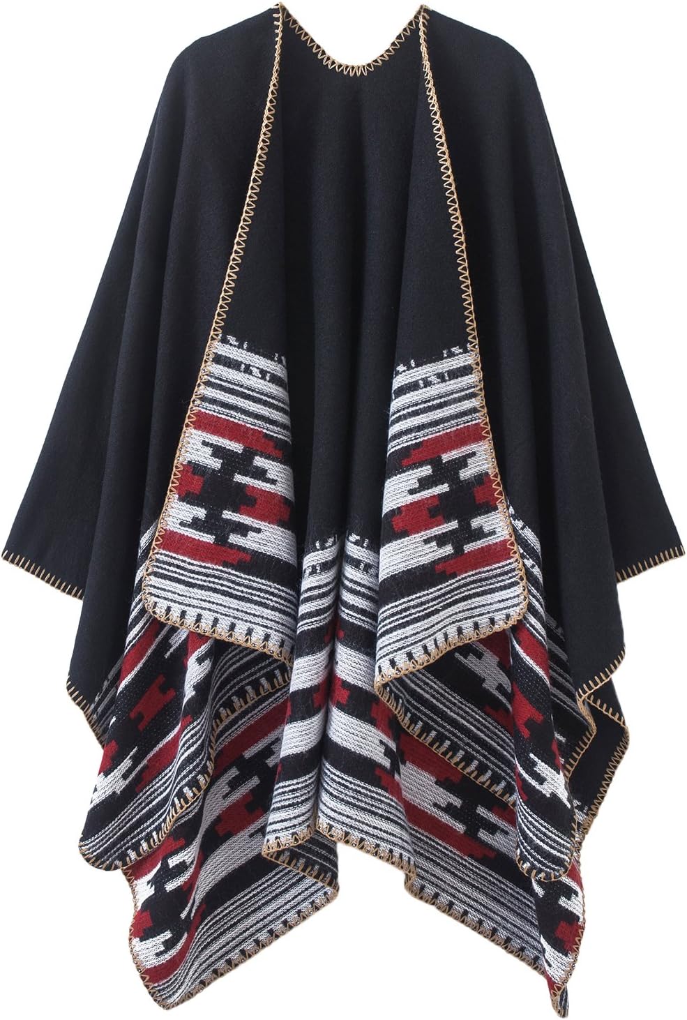 Vintage Pattern Poncho Cape for Women