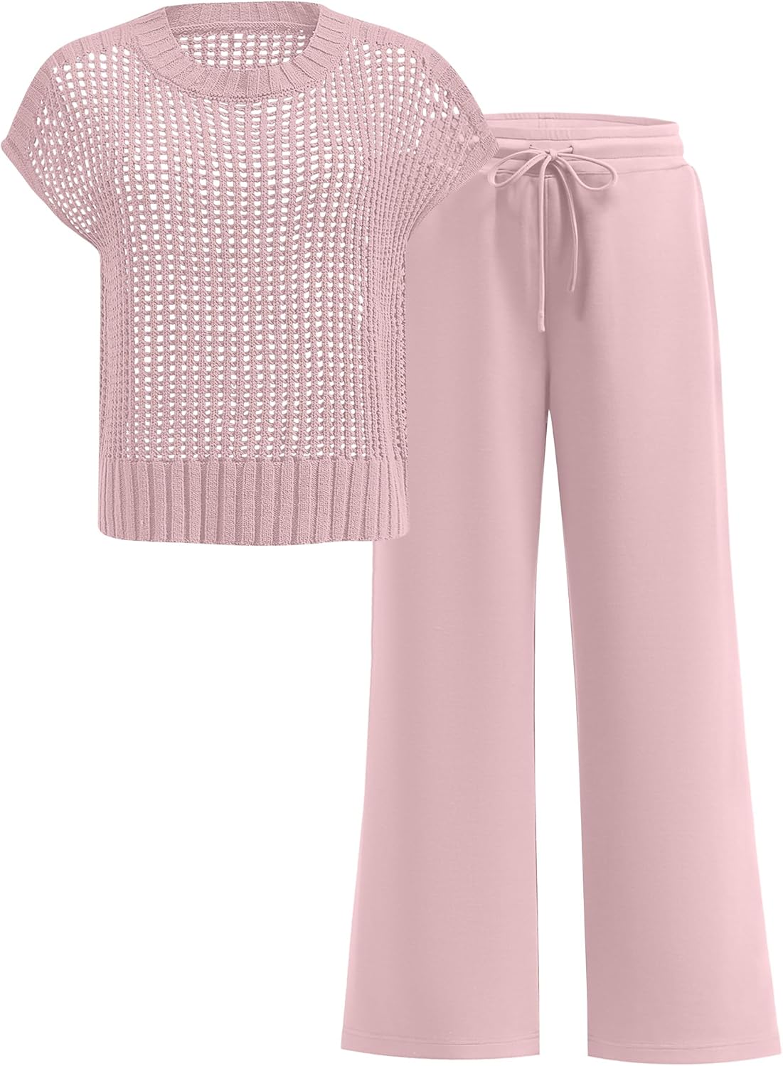 Two Piece Sheer Sweater Pants Set