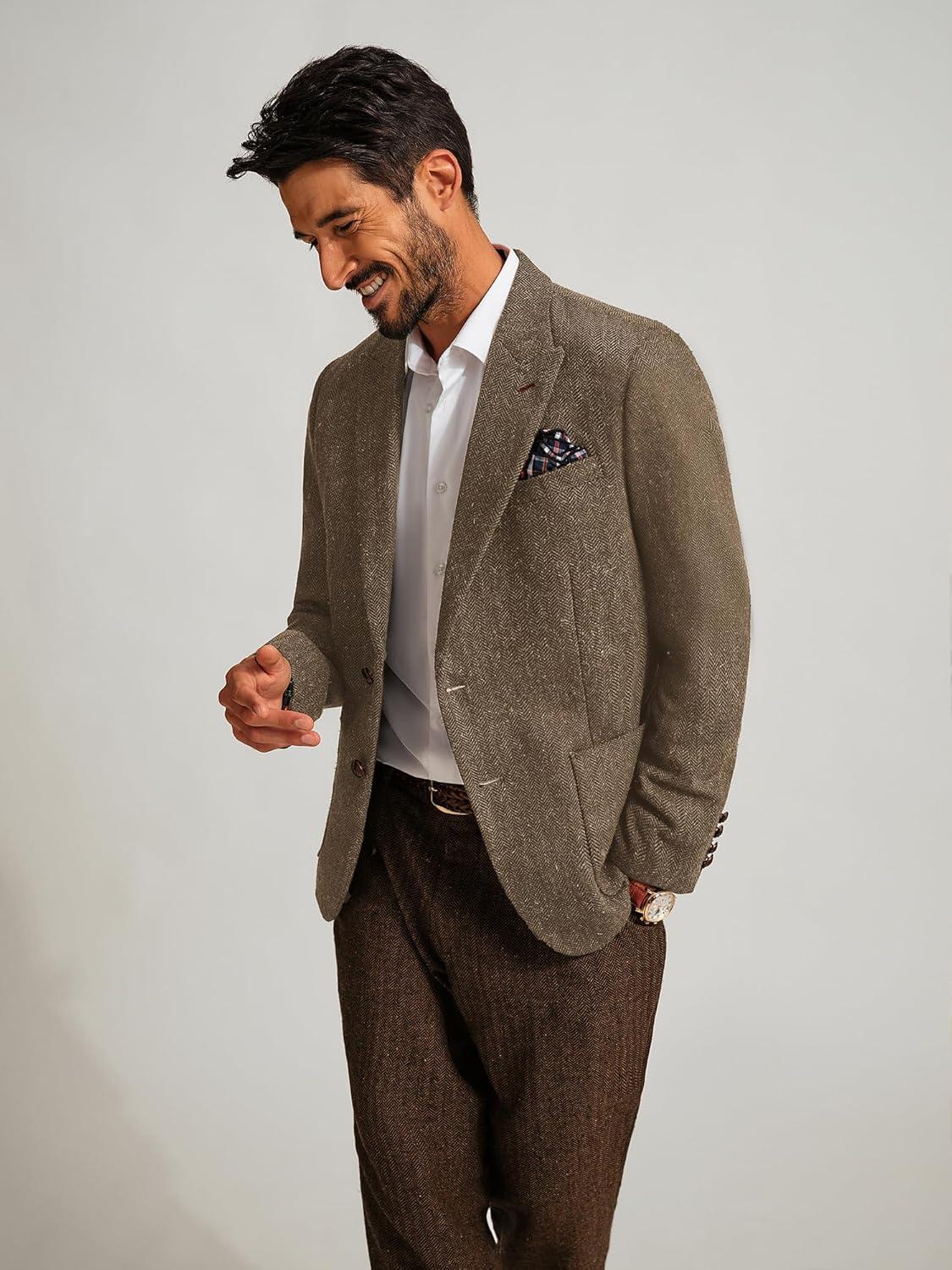 PJ PAUL JONES Mens Blazer Vintage Herringbone Tweed