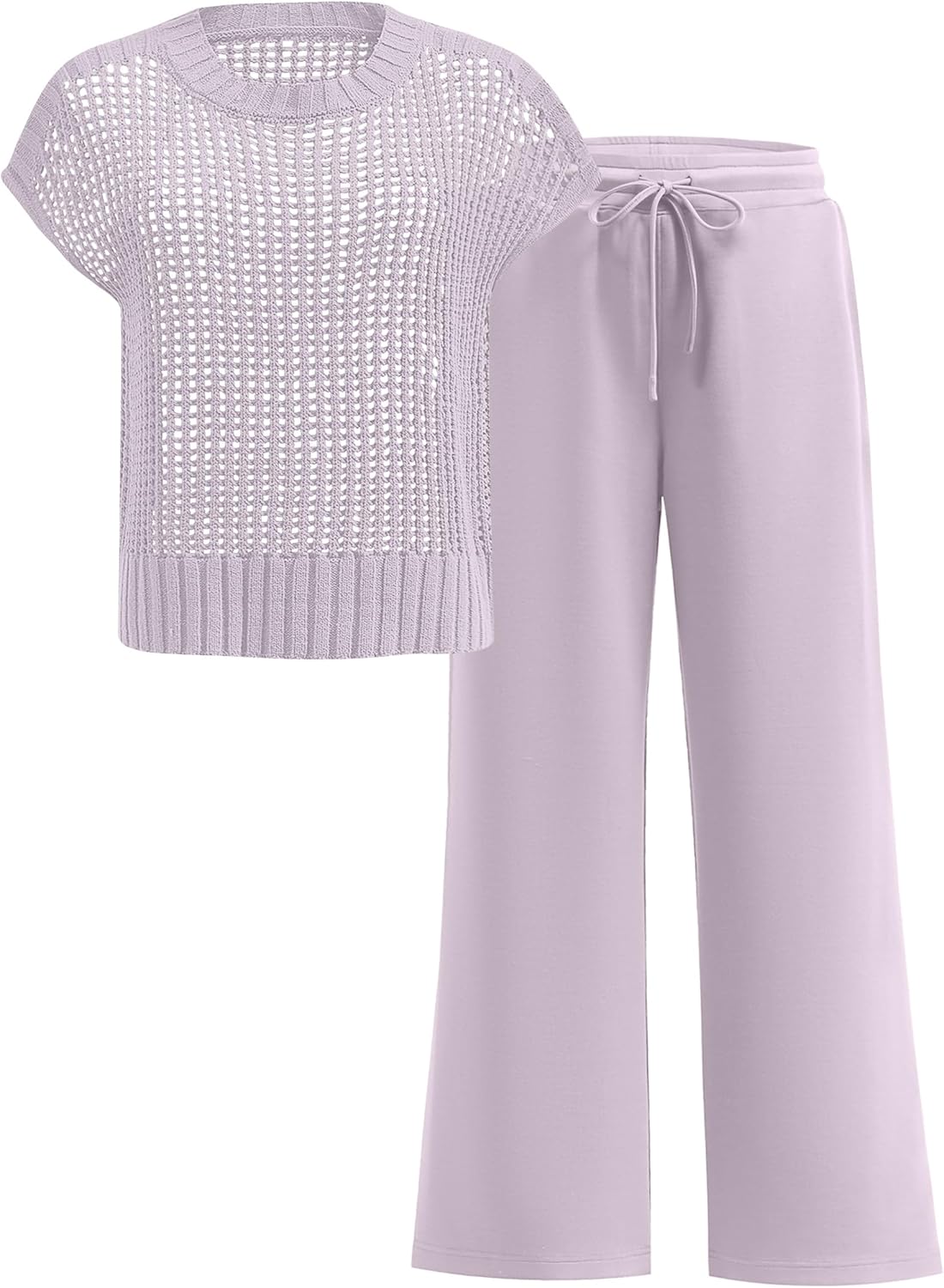 Two Piece Sheer Sweater Pants Set
