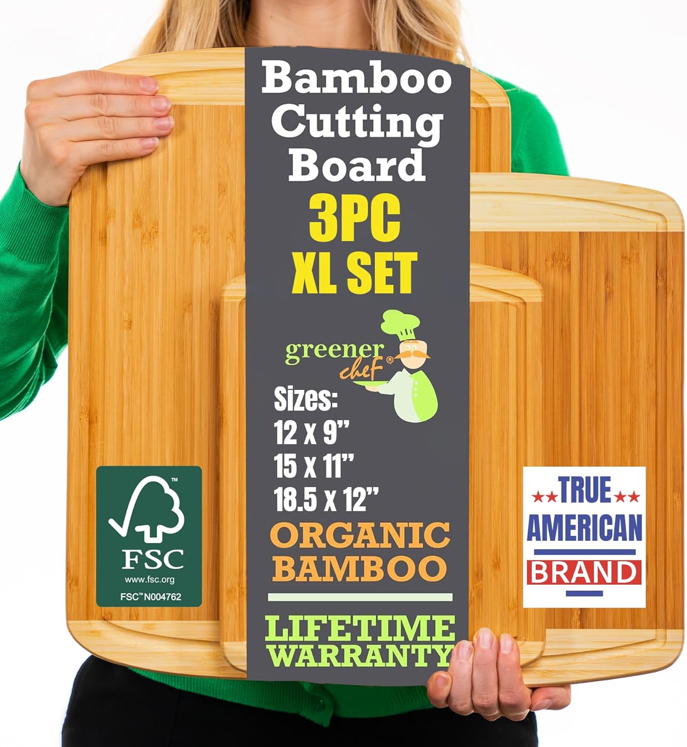 Extra Large Bamboo Cutting Board Set