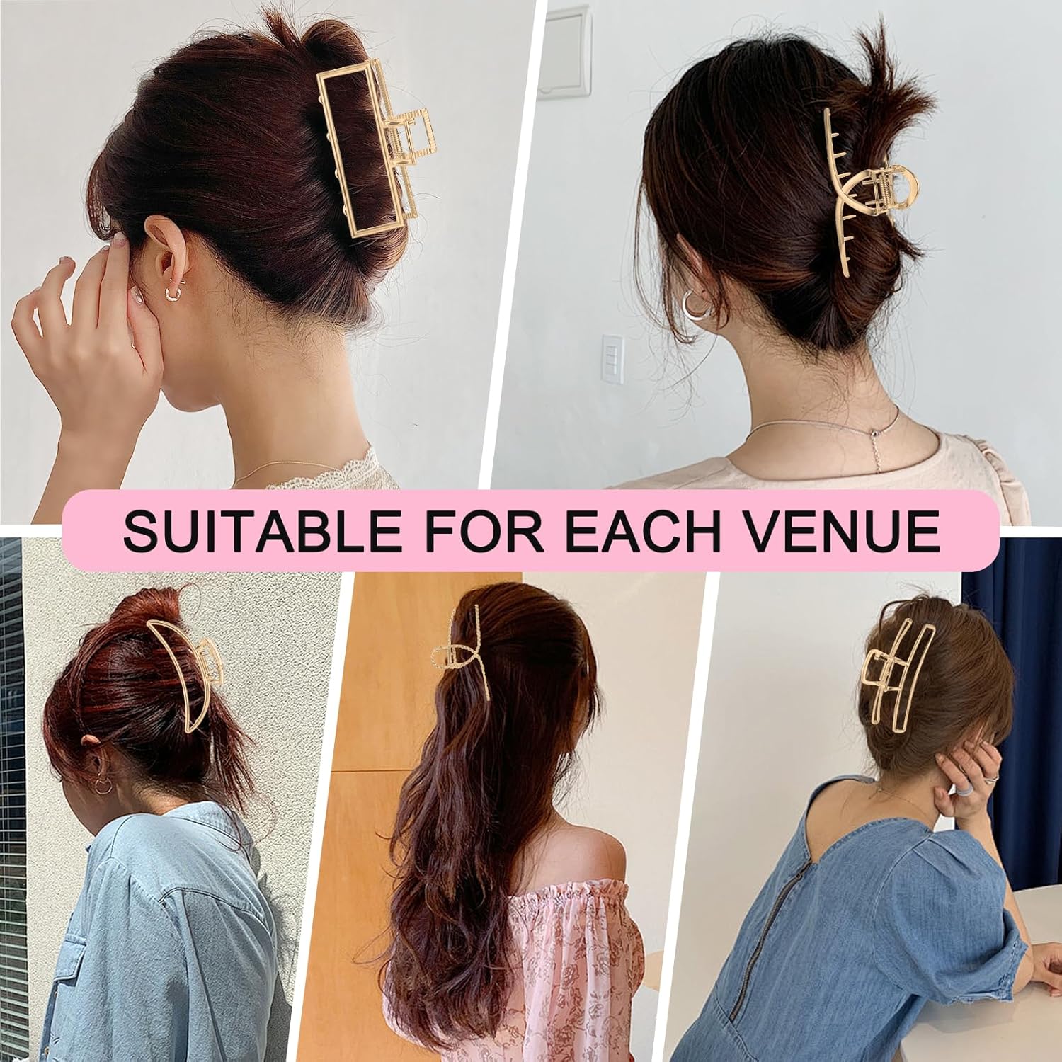 LUKACY 6 Pack Large Metal Hair Claw Clips