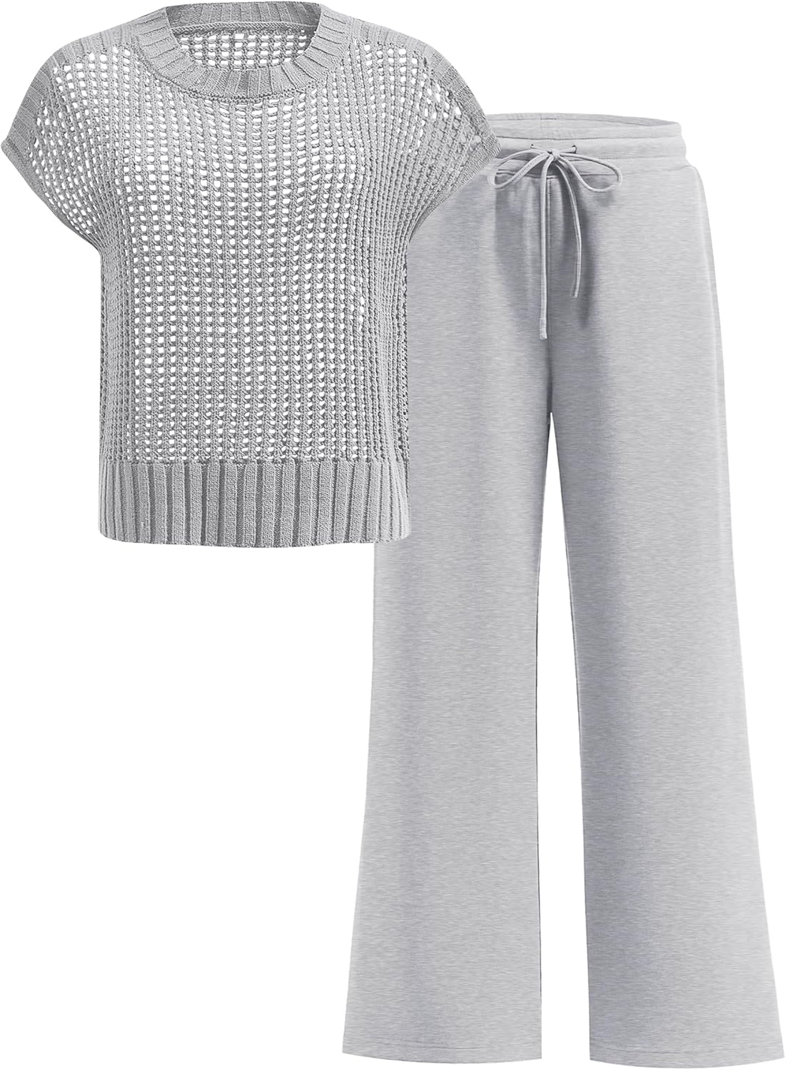 Two Piece Sheer Sweater Pants Set