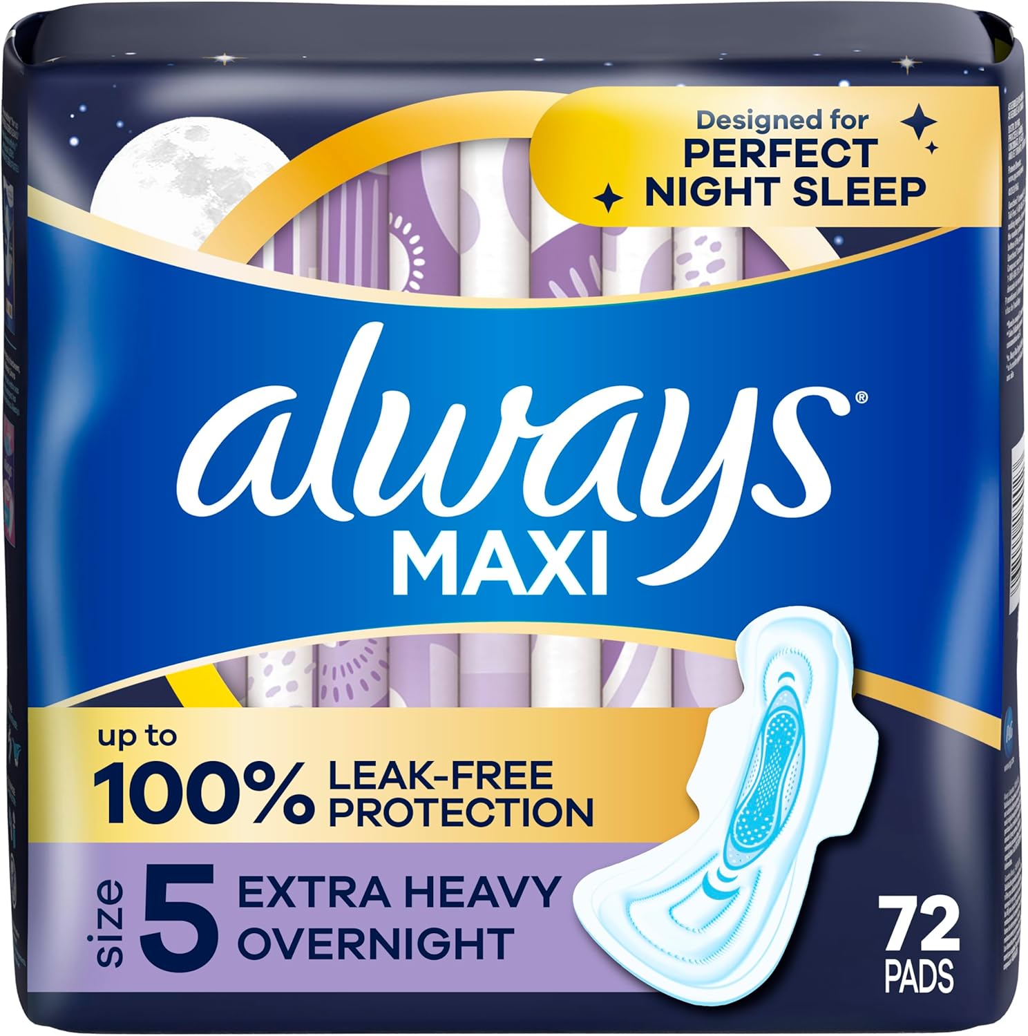 Always Maxi Overnight Pads with Wings for Women