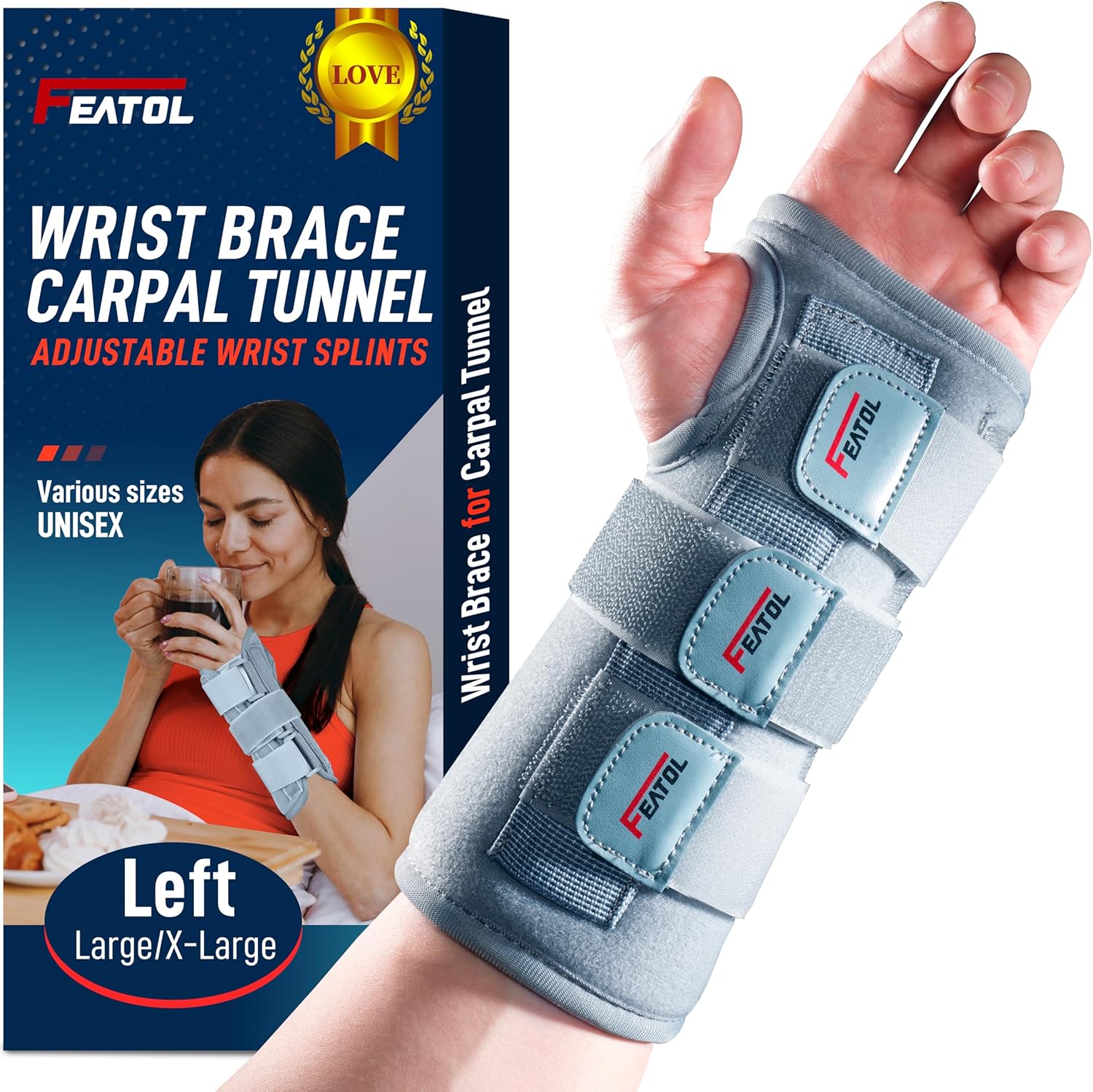 FEATOL Wrist Brace for Carpal Tunnel