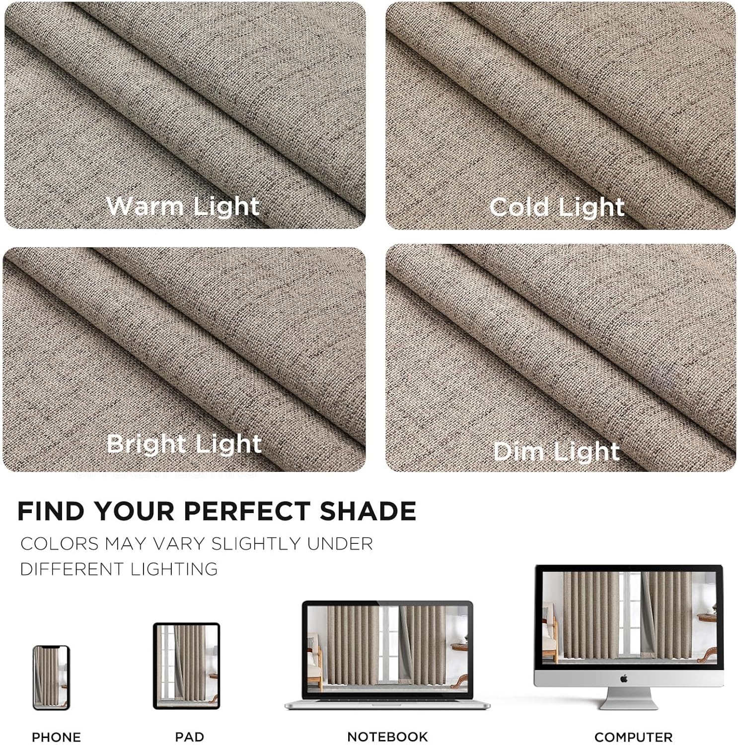 Joydeco 100% Blackout Linen Curtains