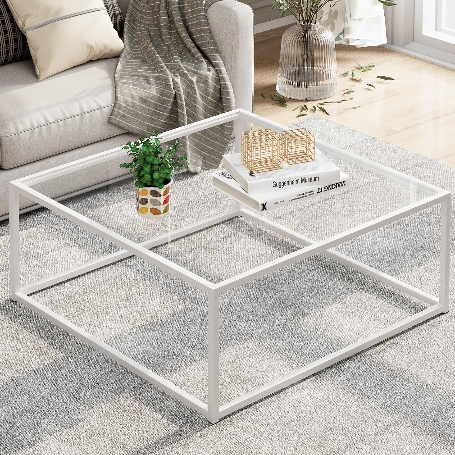 Black Glass Coffee Table for Living Room