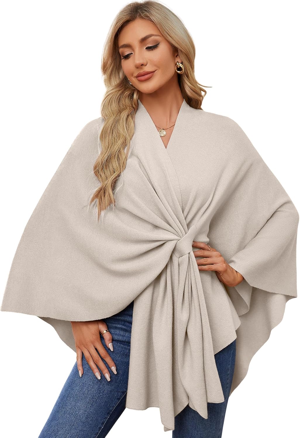 PULI Women's Elegant Shawl Wraps Sweater