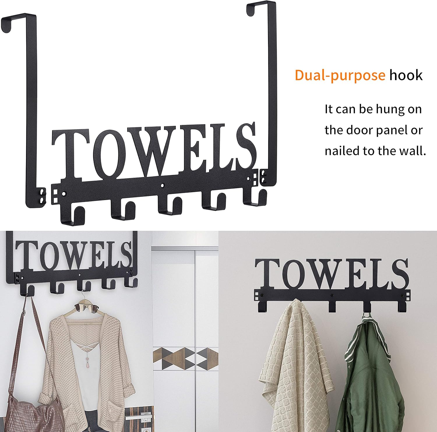 Over The Door Hooks - Towel Holder for Bathroom