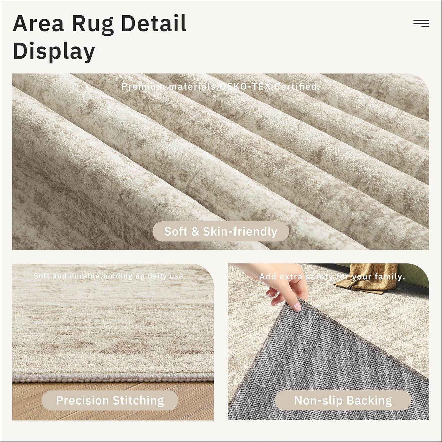 Washable Area Rug Large Soft Rugs for Living Room