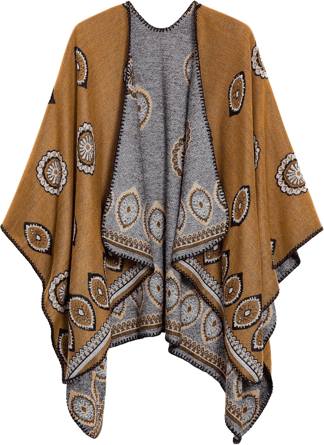 Vintage Pattern Poncho Cape for Women
