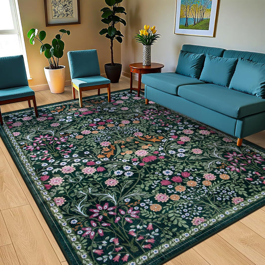 8x10 Area Rugs for Living Room: Floral Washable Rug Vintage