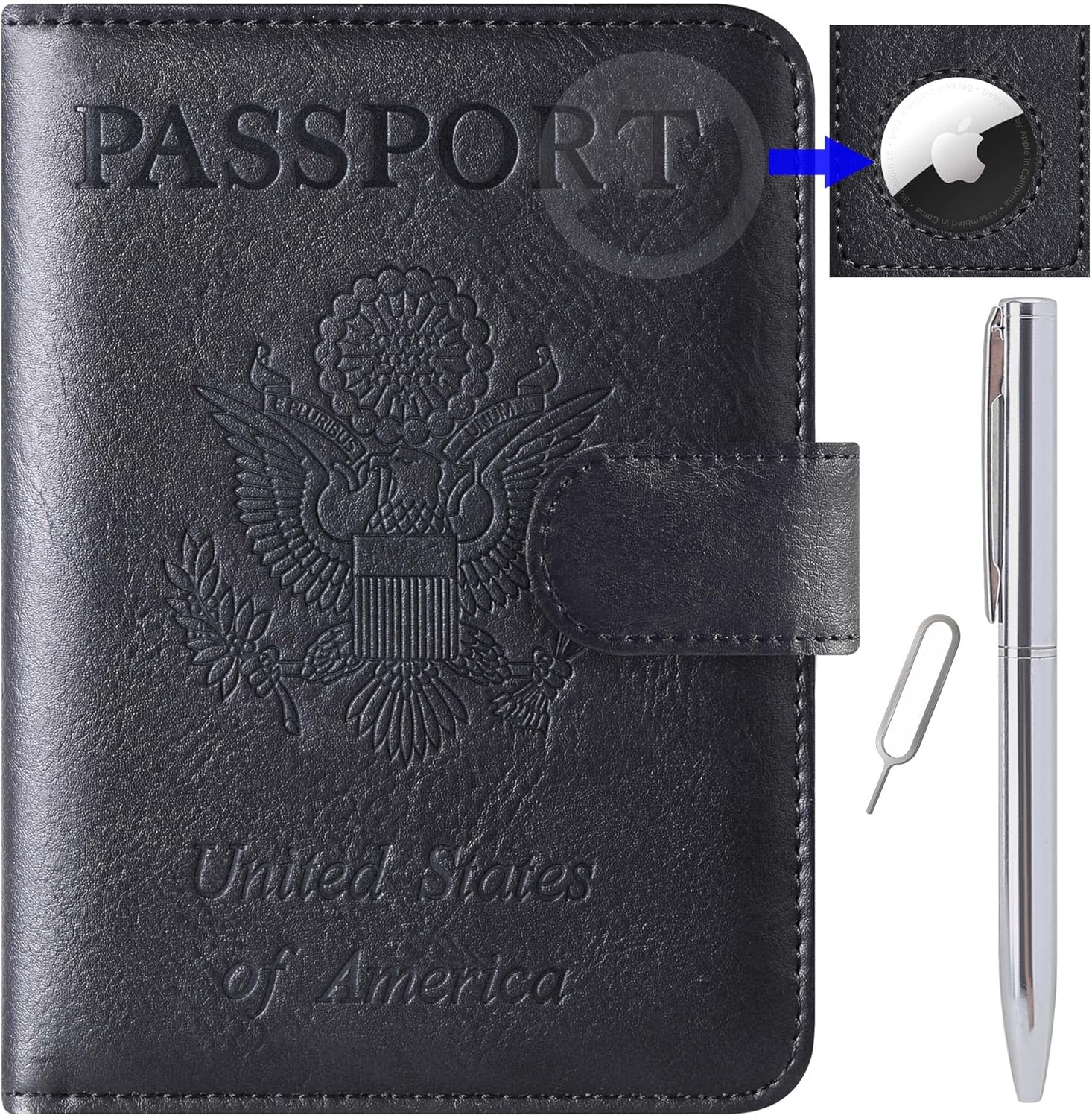 Airtag Passport Holder Cover Wallet Travel Essentials Leather