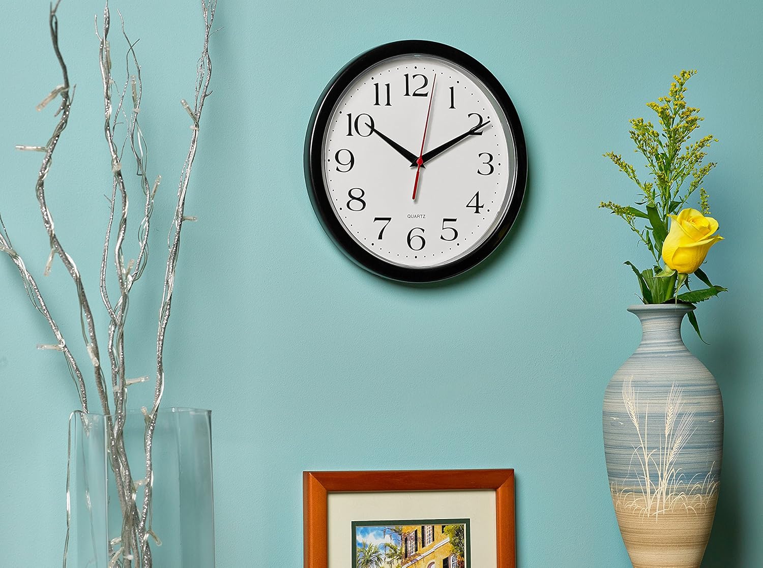 Bernhard Products Black Wall Clock Silent Non Ticking