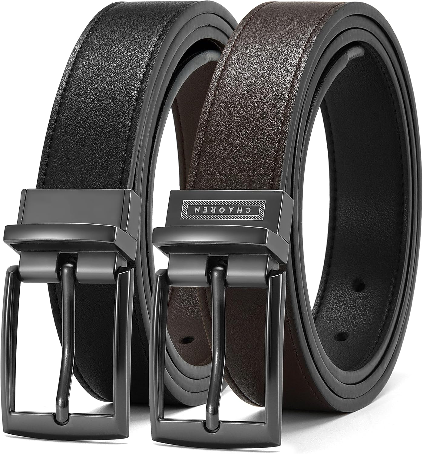 CHAOREN Boys Reversible Leather Belt Kids Dress Belt