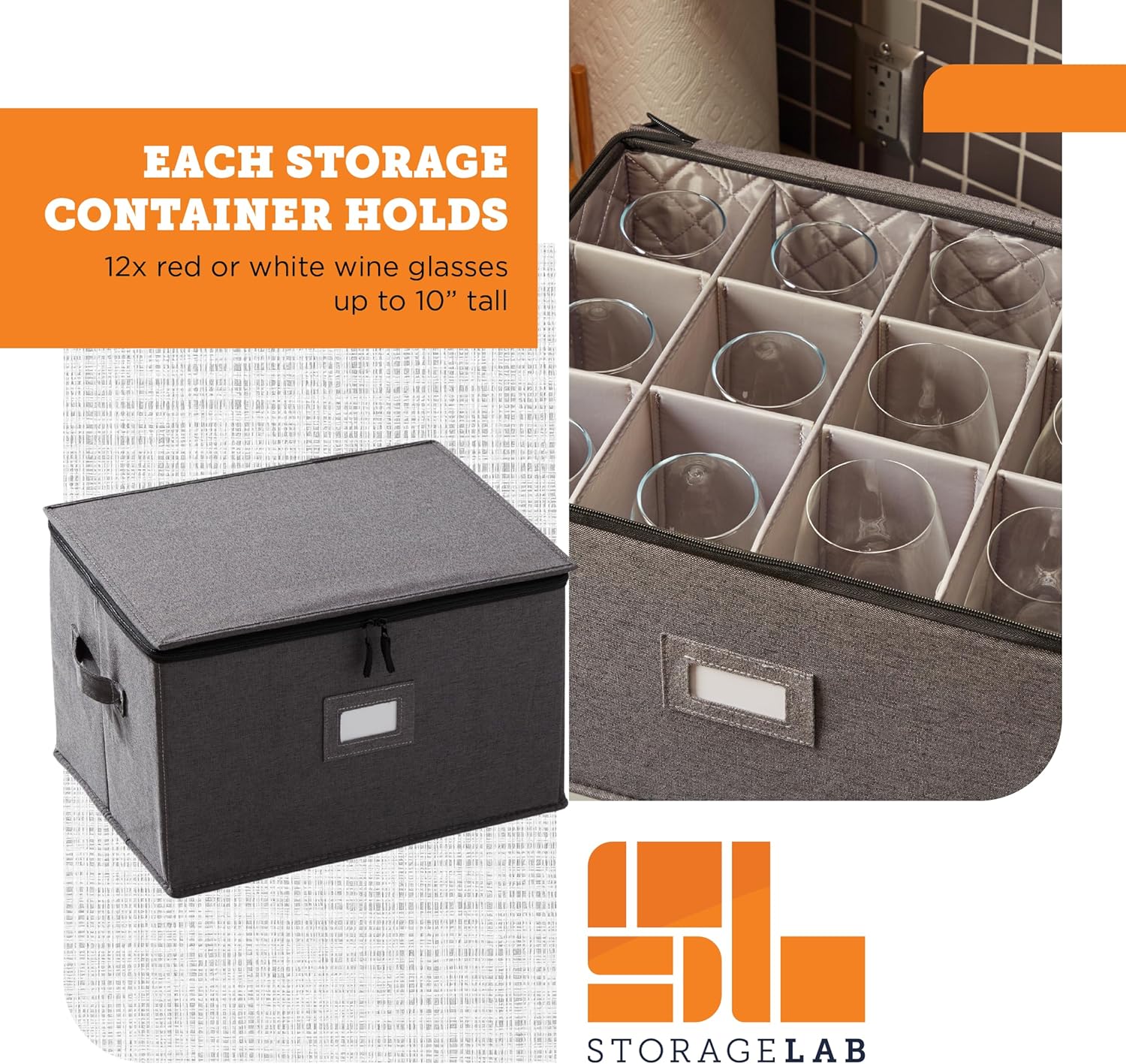 StorageLAB Wine Glass Storage Containers