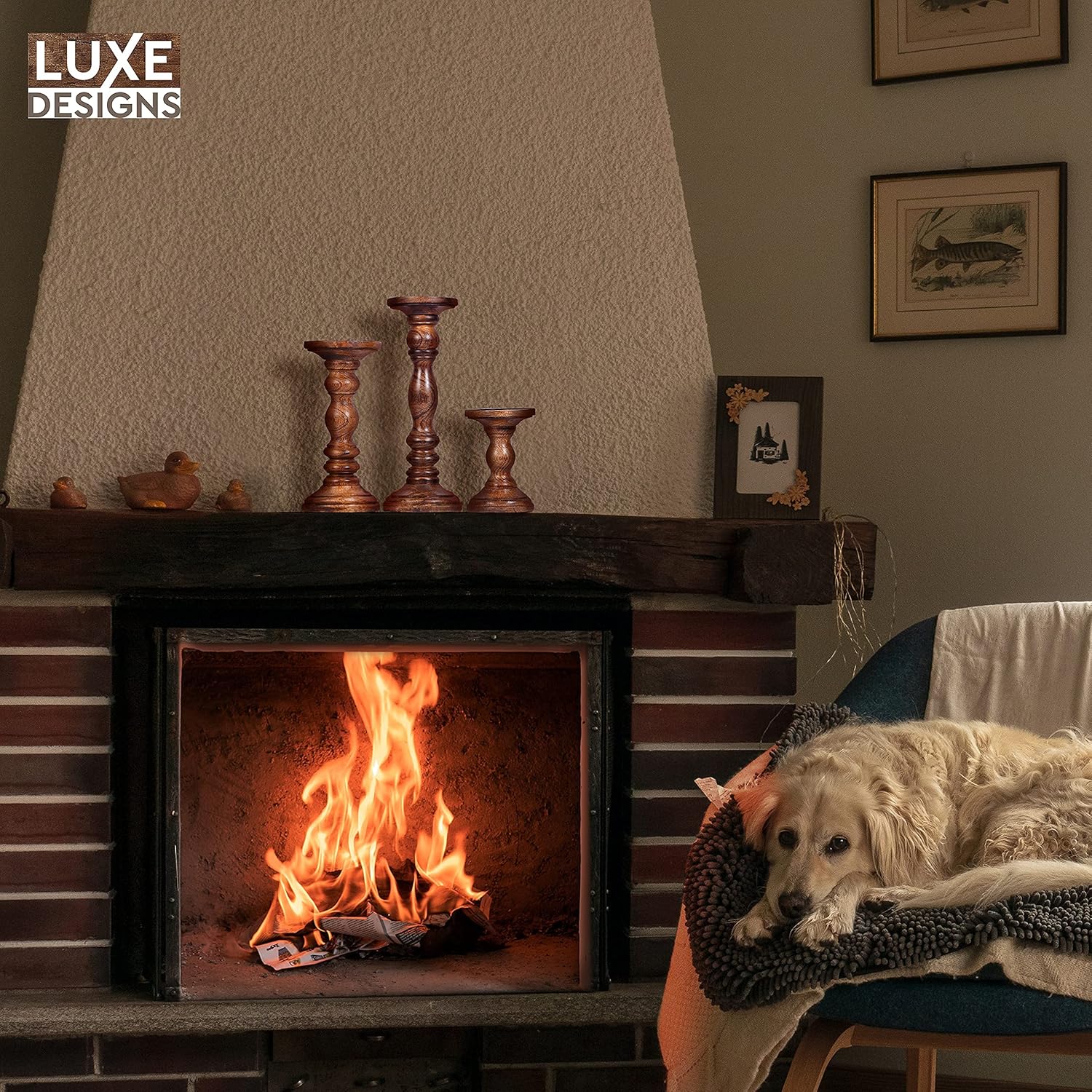 Luxe Designs Natural Wood Candle Stand