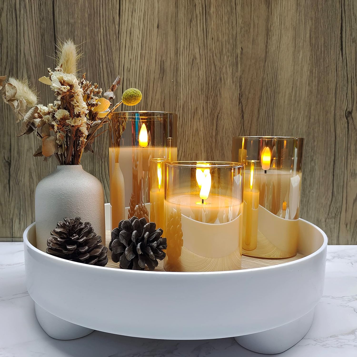 Glass LED Flameless Candles, Remote & Timer