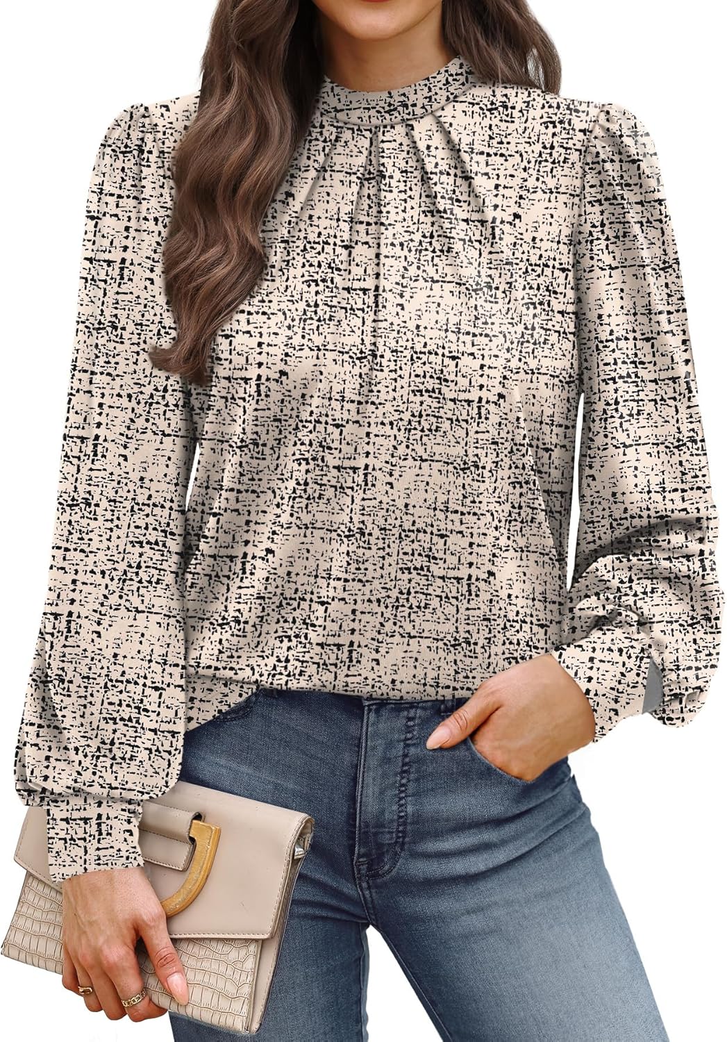 WIHOLL Women’s Mock Neck Blouse Top