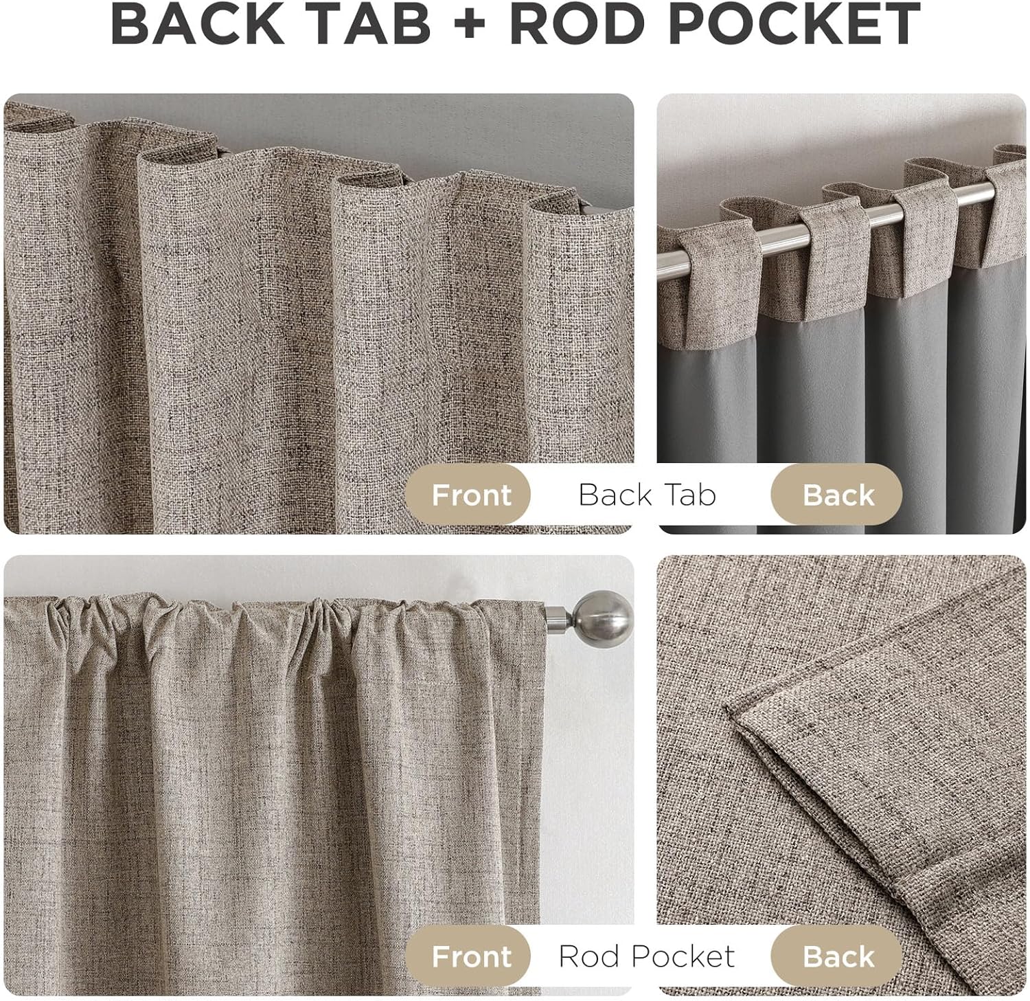 Joydeco 100% Blackout Linen Curtains