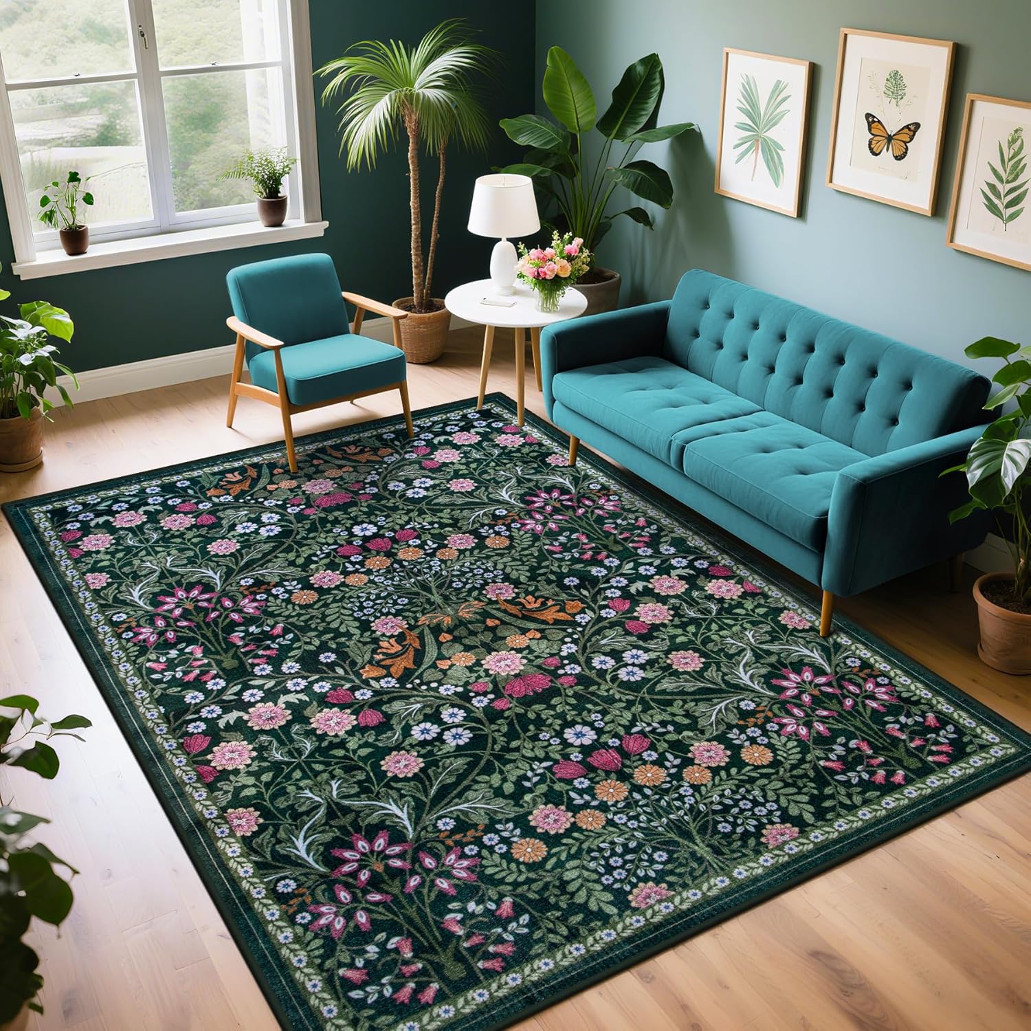 8x10 Area Rugs for Living Room: Floral Washable Rug Vintage