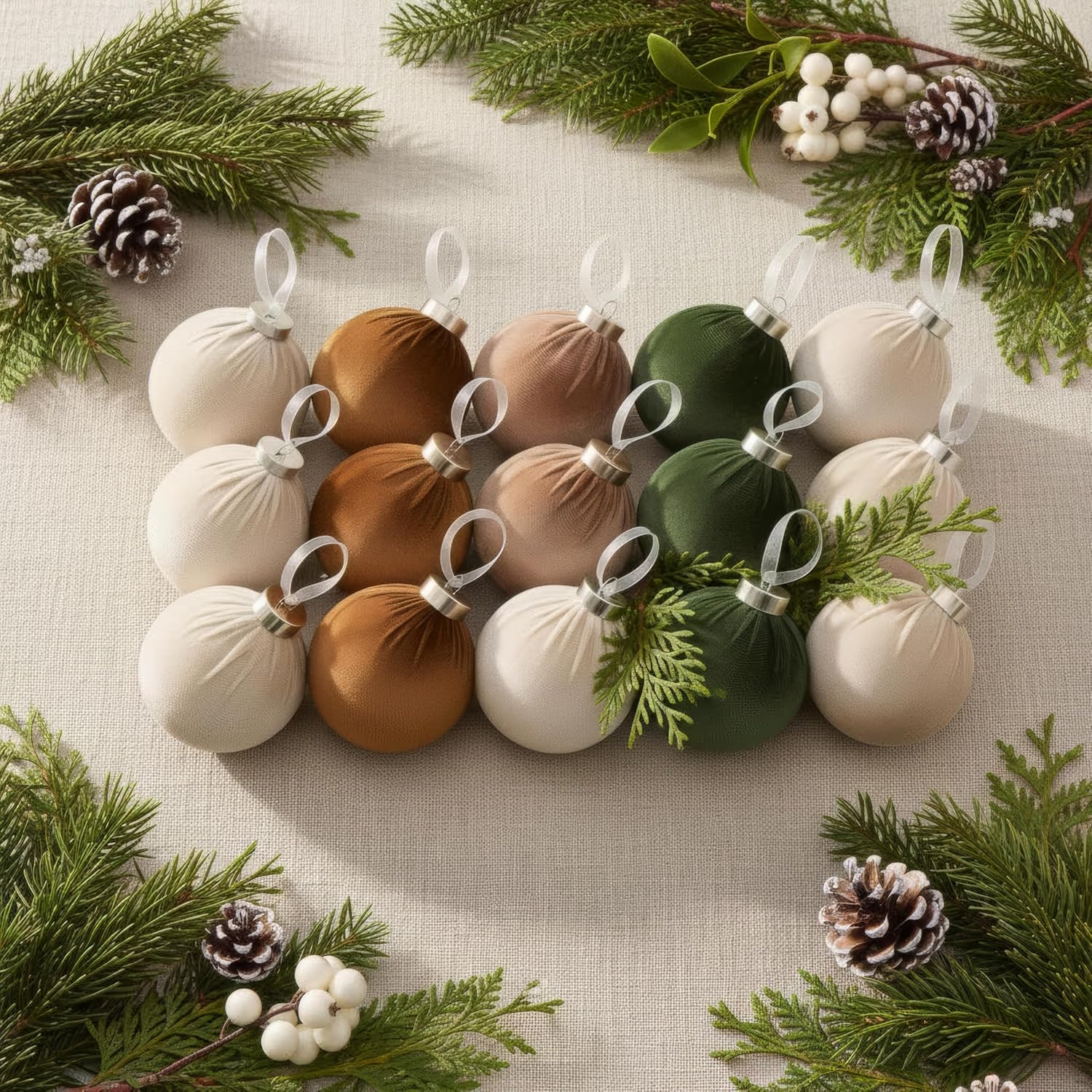 Elegant Velvet Christmas Ornaments & Velvet Bows Set